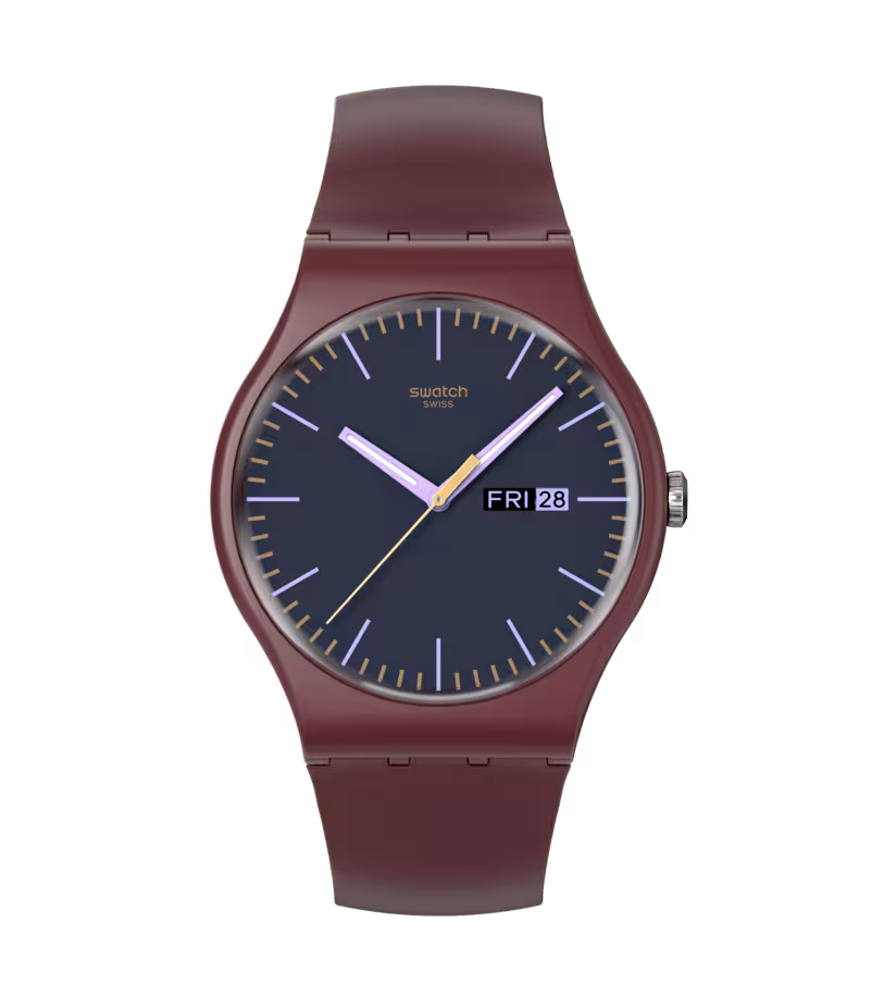 Swatch Essentials Burgundy Berry 41mm